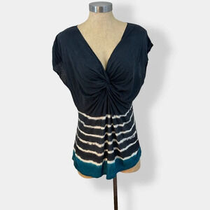 Velvet by Graham & Spencer Blue Tie‎ Dye Twist Top L